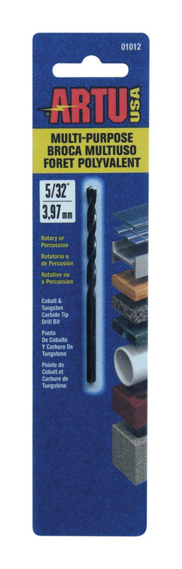 Artu Cobalt Multi Purpose Drill Bit Concrete, Percussion 3-1/8" Overall Length, 5/32" Dia Carded