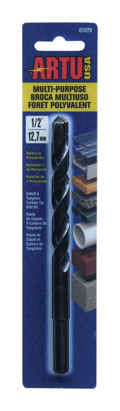 Artu Cobalt Multi Purpose Drill Bit Concrete, Percussion 1/2" Dia, 6" Overall Length Carded 01070