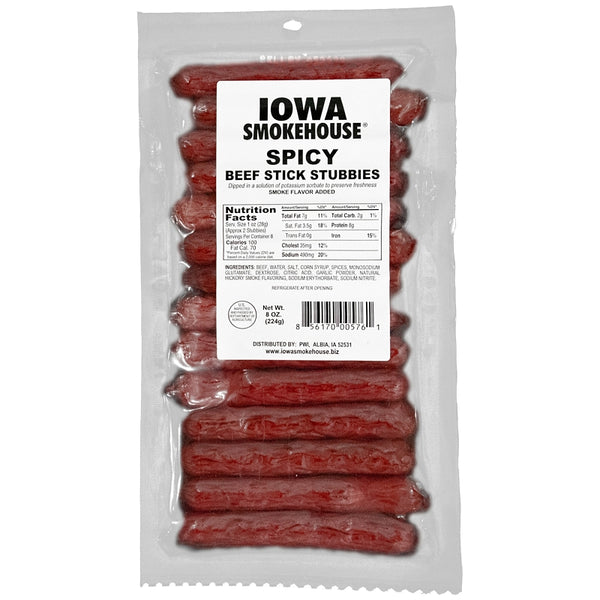Iowa Smokehouse Stick Beef STUBBIES Spicy 8OZ IS-8BSTS