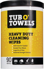 Tub O Towels TW90 Heavy-Duty 10" x 12" Size Multi-Surface Cleaning Wipes, 90 Count Per Canister