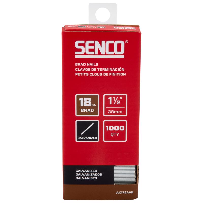 SENCO AX17EAAR 1-1/2" 18 Gauge Brad Nails, Galvanized Finish, Collated, 1,000 Count Pack