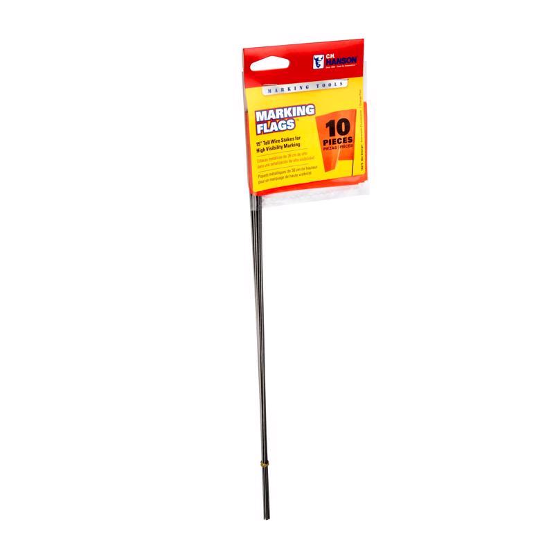Stake Flags-15" Staff, Orange Fluorescent 10Pcs.