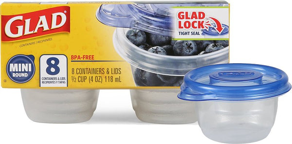 Glad Mini Round BPA- Free 4 oz Containers 8 ea BBG11038