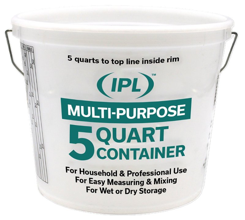Encore Plastics 5166 Mix 'N Measure Ringfree Plastic Pail with Wire Handle, 5-Quart