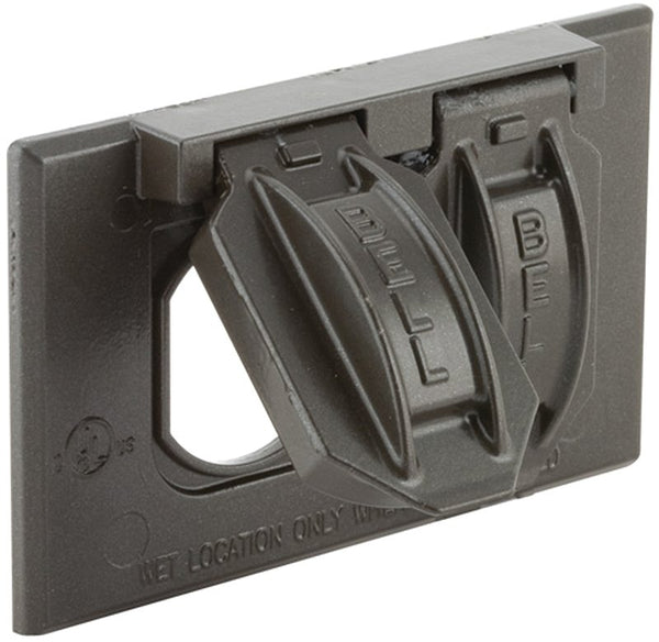 Hubbell-Raco 5180-7 2-Hole Weatherproof Device Cover, 4-9/16 in L X 2-13/16 in W X 1 in T, Bronze