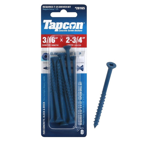 Tapcon ITW Brands 607596 0.18 x 2.75 in. Anchors - Pack of 8 28165