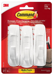 Command Large Utility Hook Value Pack , 3 Hooks, 6 Strips 17003-VP-3PK