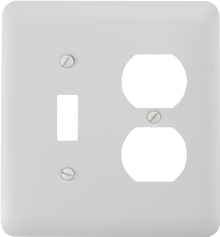 Amerelle Devon Single Toggle/Single Duplex Steel Wallplate in White