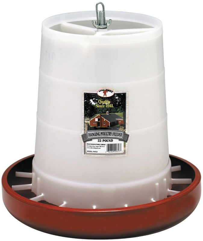 Little Giant® Plastic Hanging Poultry Feeder | Heavy Duty Automatic Feed Container for Poultry (Red, 22 Pound)
