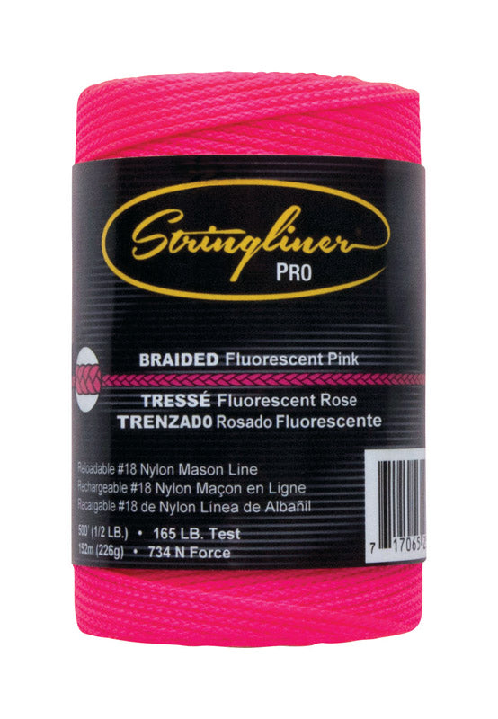 STRINGLINER COMPANY 35462 18 Construction Replacement Roll Braided FL. Pink 500', No Size, Multi