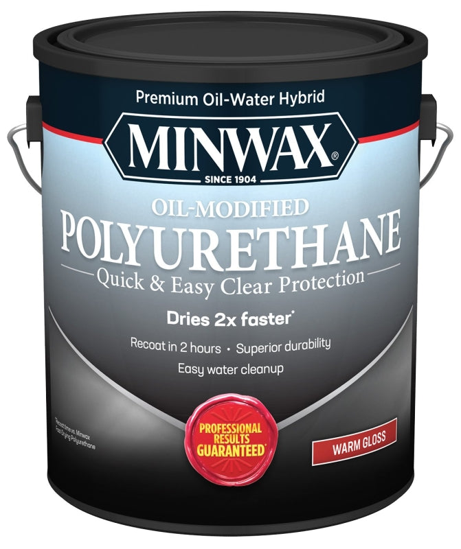 Minwax Water Based Oil-Modified Polyurethane, Warm Gloss, Clear, 1 Gallon