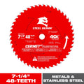 Diablo Steel Demon Cermet II Saw Blade for Medium Metal - For Cutting Metals and Stainless Steels - 7-1/4" Diameter, 48 TCG Teeth, 5/8" Arbor, .075" Kerf, 2° Hook Angle - D0748CFA D0748CFX