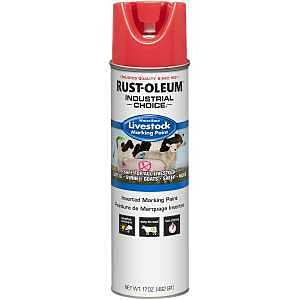 Rust-Oleum 383005 Livestock Marking Spray Paint, 17 oz, Fluorescent Red