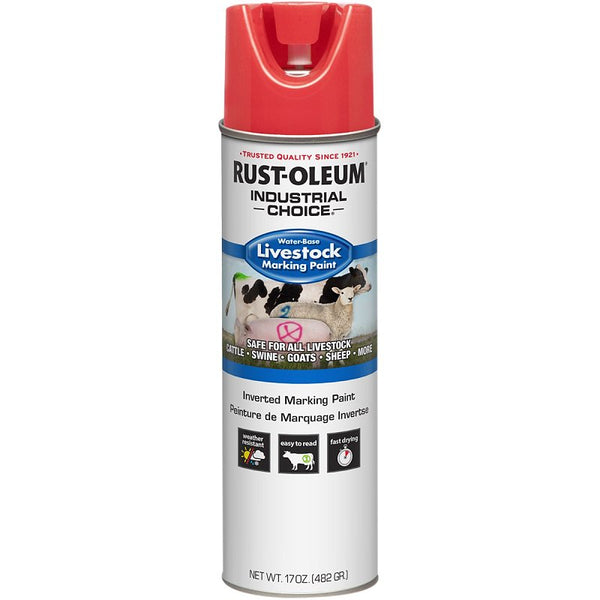 Rust-Oleum 383005 Livestock Marking Spray Paint, 17 oz, Fluorescent Red