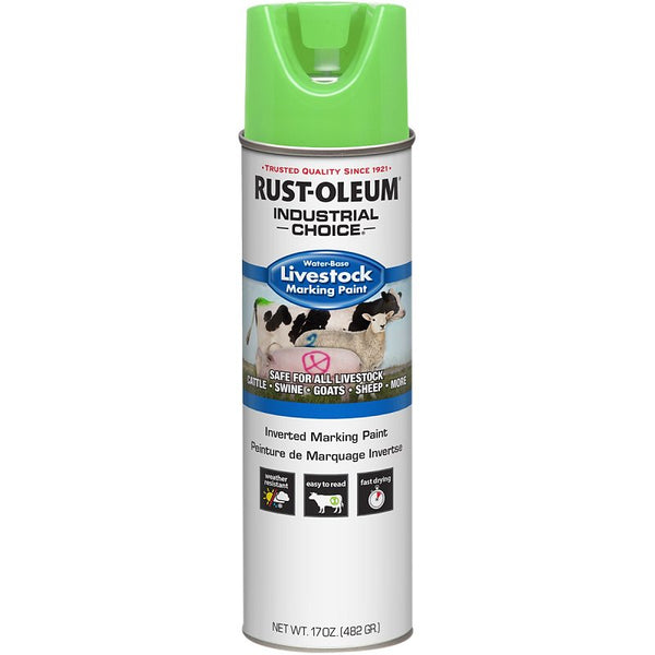 Rust-Oleum 383007 Livestock Marking Spray Paint, 17 oz, Fluorescent Green
