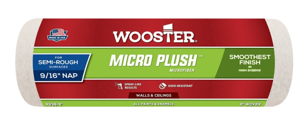 Wooster Brush R238-9 Micro Plush Roller Cover, 9/16-Inch Nap, 9-Inch