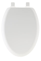 Mayfair Cameron White Toilet Seat, Non Slip Heavy Duty Wood, Easy Clean, Made in USA, Elongated 141EC 000/146ECDG