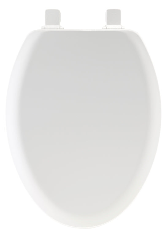 Mayfair Cameron White Toilet Seat, Non Slip Heavy Duty Wood, Easy Clean, Made in USA, Elongated
