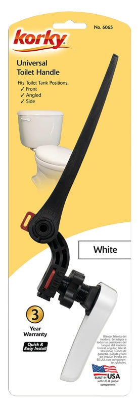 Korky 6065BP Tank Lever, Universal to Fit Front, Angled, Side, Left Mount Toilets, White