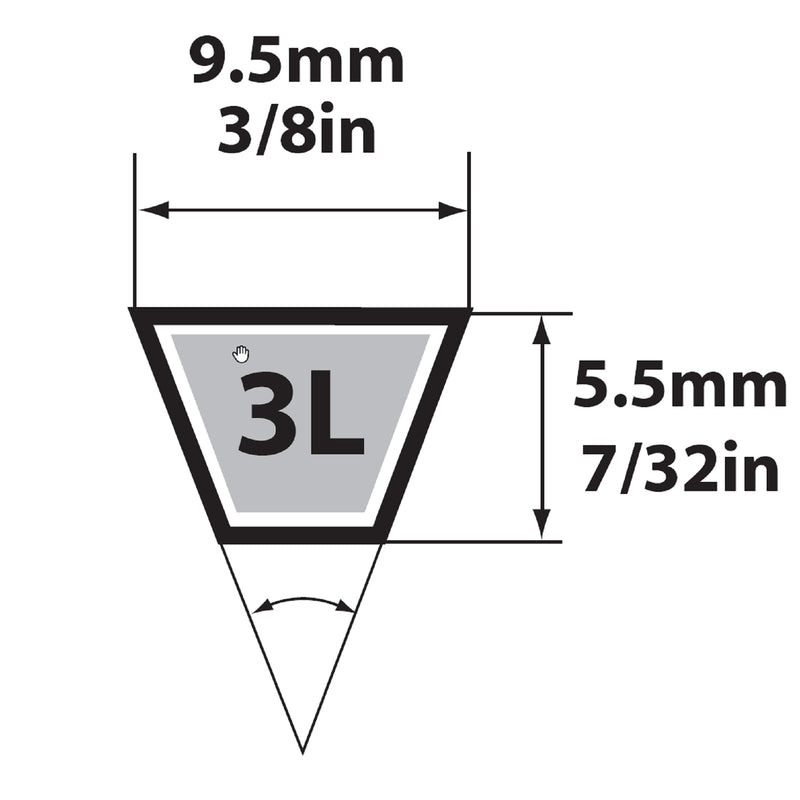 MBL 3L260 (1260) Fractional Horsepower V-Belt, 3L Section, 3/8'' Width, 7/32'' Height, 26'' Length, Rubber