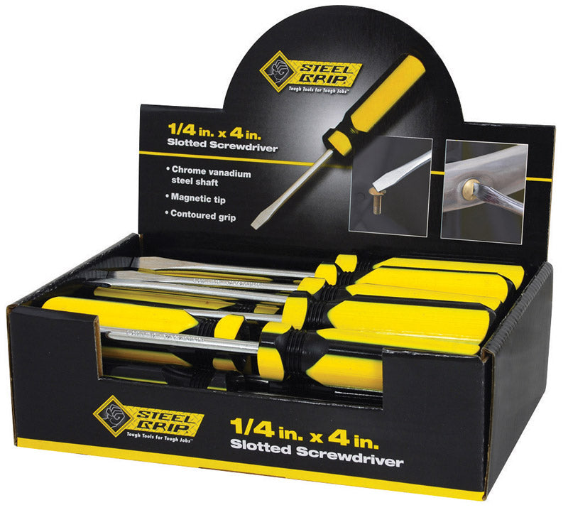 General Tech Intl 2265353 "Steelgrip Slotted Screwdriver Counter Top Display 1/4"X4"