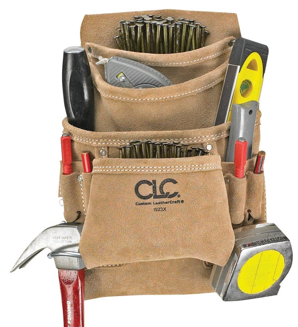 Custom Leathercraft CLC 3 in. W x 11.5 in. H Suede Nail and Tool Pocket Apron 10 pocket Tan 1 pc. I923X