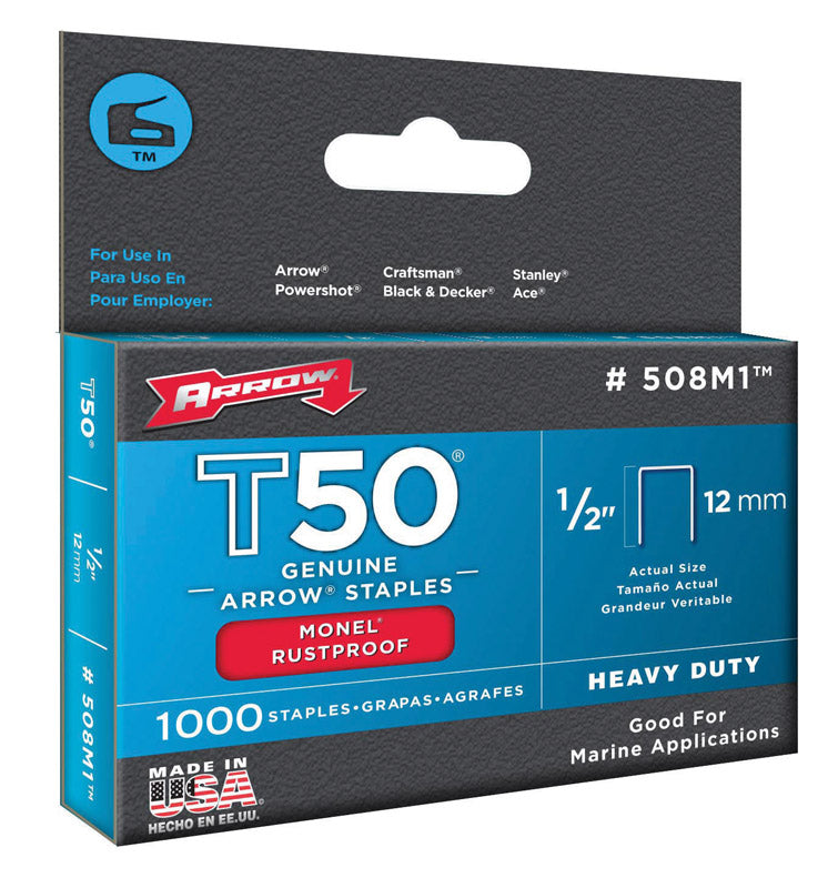 Arrow Fastener 508M1 1000 Pack. T50 .5 in. Staples