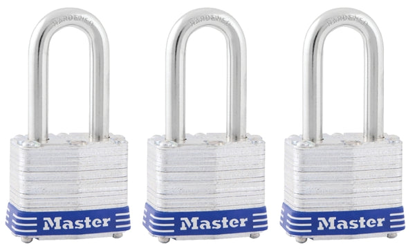 Master Lock Outdoor Padlocks, Lock Set with Keys, Keyed Alike Padlocks with Long Hardened Shackles that Resist Cutting for Gates, Sheds, Fences, 3 Pack, 3TRILF