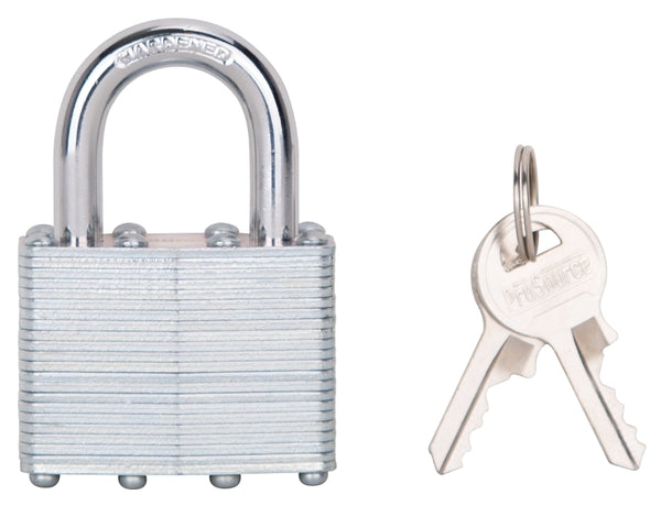 MINTCRAFT HD00014-3L ProSource 2325645 Laminated Padlock, 1-3/4 in, 4 Pins, Hardened Shackle, Galvanized Steel, Zinc Plated, 1-3/4"