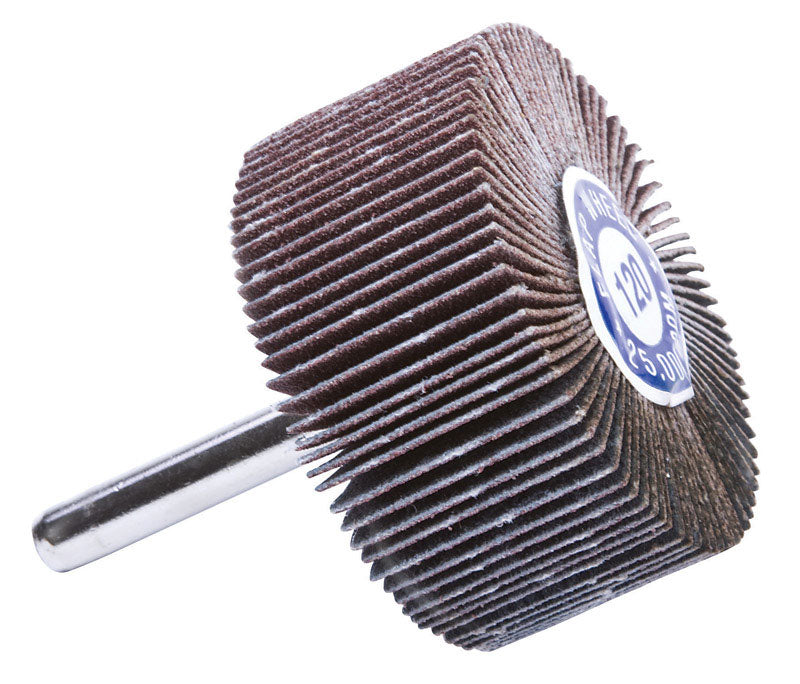 Forney 60186 Mounted Flap Wheel with 1/4-Inch Shank, 2-Inch-by-1-Inch, 120-Grit