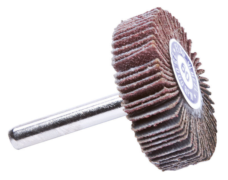 Forney 60187 Mounted Flap Wheel with 1/4-Inch Shank, 1-1/2-Inch-by-1/2-Inch, 60-Grit