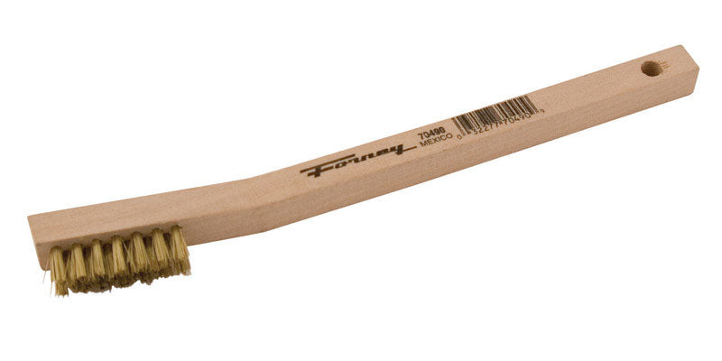 Forney 70490 Wire Scratch Brush, Brass with Wood Handle, 7-3/4-Inch-by-.006-Inch