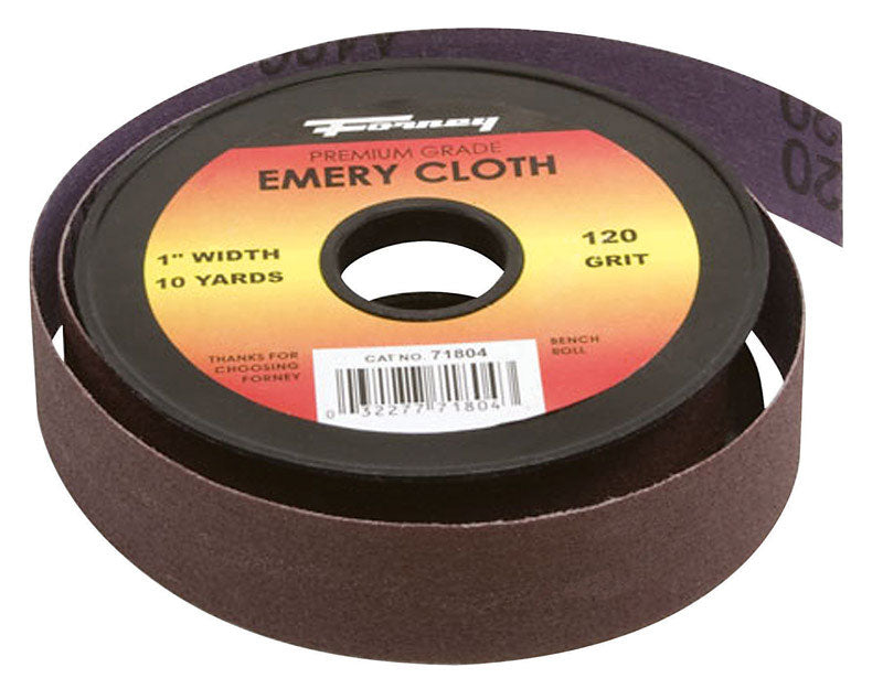 Forney 71804 Emery Cloth, 120-Grit, 1-Inch-by-10-Yard Bench Roll