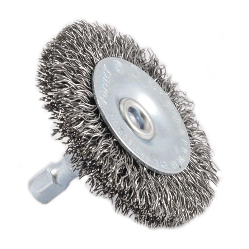Forney 72727 Wire Wheel Brush, Coarse Crimped with 1/4-Inch Hex Shank, 2-Inch-by-.012-Inch