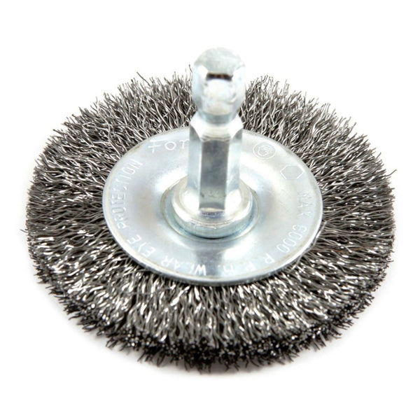 Forney 72736 Wire Wheel Brush, Fine Crimped with 1/4-Inch Hex Shank, 3-Inch-by-.008-Inch