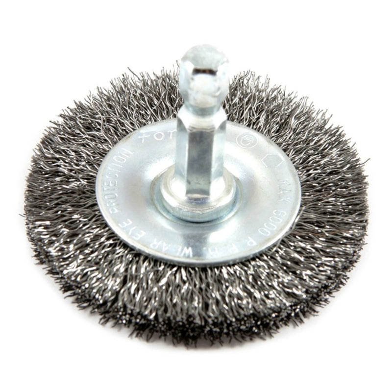 Forney 72736 Wire Wheel Brush, Fine Crimped with 1/4-Inch Hex Shank, 3-Inch-by-.008-Inch