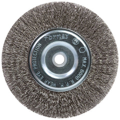 Forney 72745 Wire Bench Wheel Brush, Coarse Crimped with 1/2-Inch and 5/8-Inch Arbor, 6-Inch-by-.012-Inch
