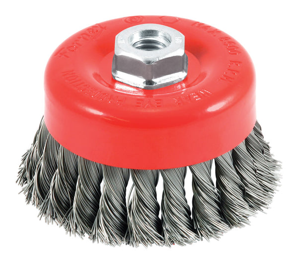 Forney 72753 4-Inch by 5/8-11 Knotted Cup Brush .020 Carbon Steel