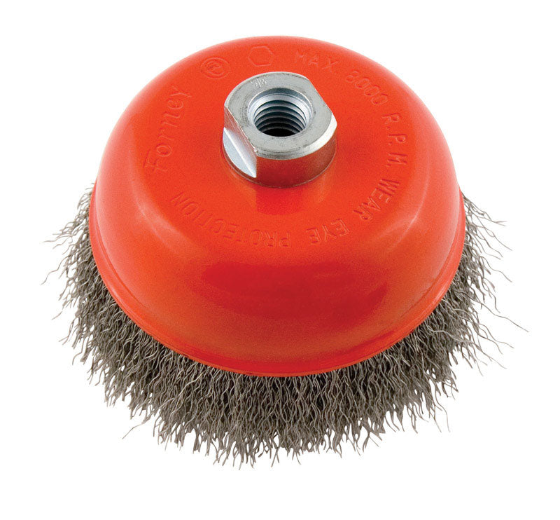 Forney 72754 5-Inch by 5/8-11 Crimped Cup Brush .014 Carbon Steel