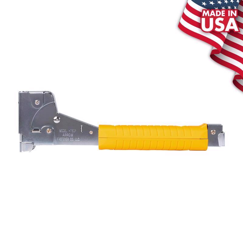 Arrow HT50 Heavy Duty Hammer Tacker, Chromed-Steel Manual Stapler with Sure-Grip Handle, Dual-Capacity Rear-Load Magazine, Fits 5/16”, 3/8", or 1/2" Staples