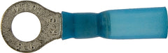Calterm 65711 Waterproof Electrical Ring Terminal, 16-14 AWG, Heat-Shrink Insulated, Crimp Wire Connection, 10 Pk, Blue