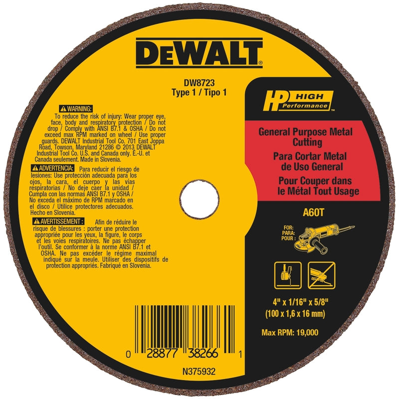 DeWalt DW8723 A60T Wheel, 4-Inch X 1/16-Inch X 5/8-Inch