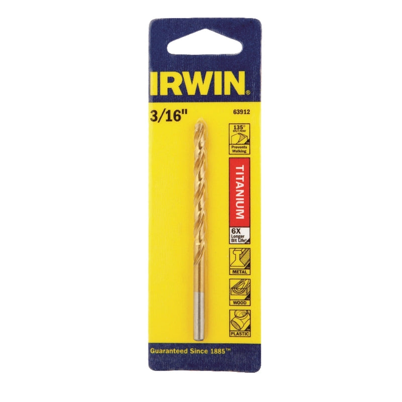 Titanium Nitride Coated HSS Drill Bits - 3/16 titanium coated car [Set of 10]