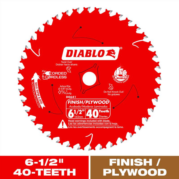 Freud Diablo D0641X Finishing Saw Blade, Multi, 6-1/2' x 40'