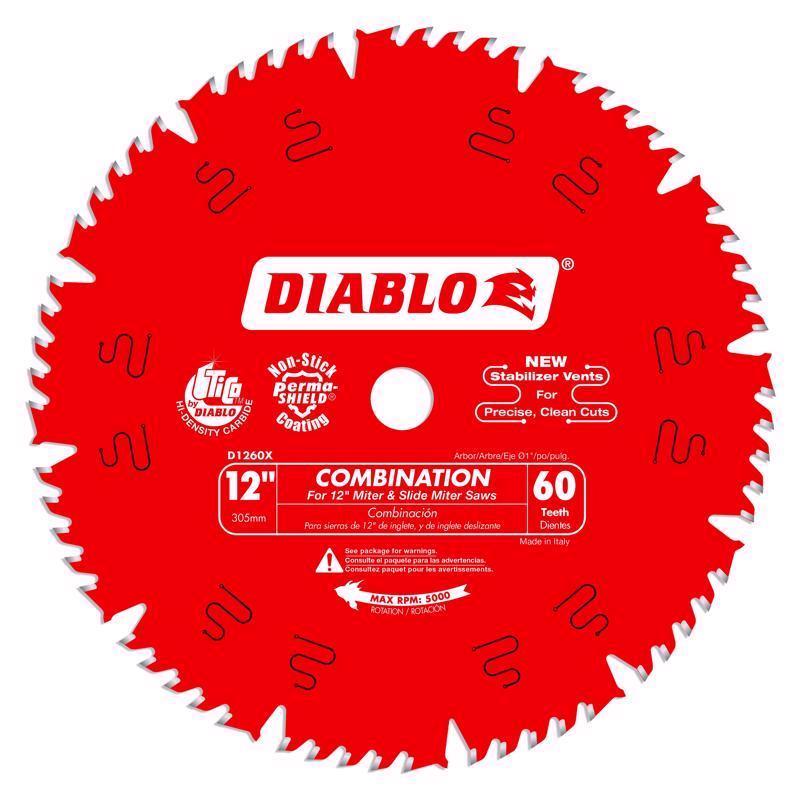 Diablo D1260X 12-Inch by 60t 1in Arbor Combination Saw Blade
