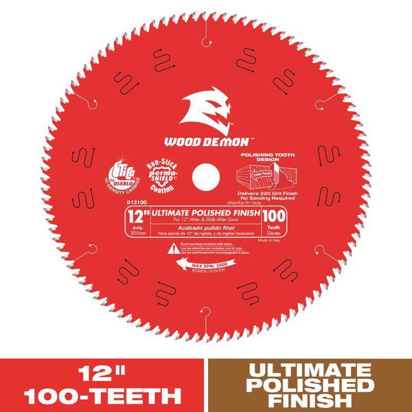 Diablo Wood Demon Ultimate Polished Finish Saw Blade for Wood - 2-Pack D12100X