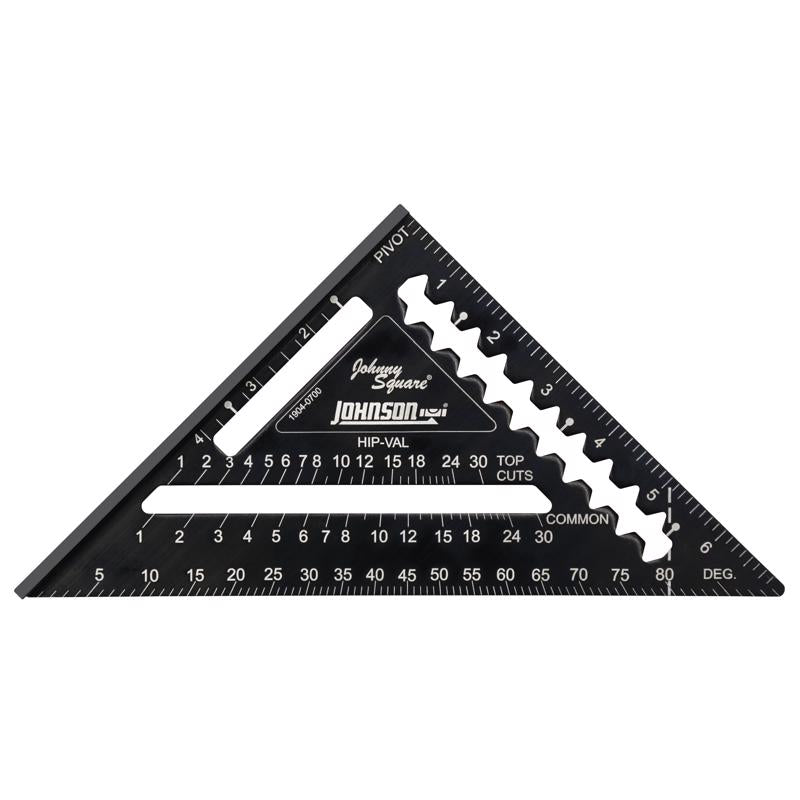 Johnson Level & Tool 1904-0700 Johnny Square Professional Easy-Read Aluminum Rafter Square, 7", Black, 1 Square