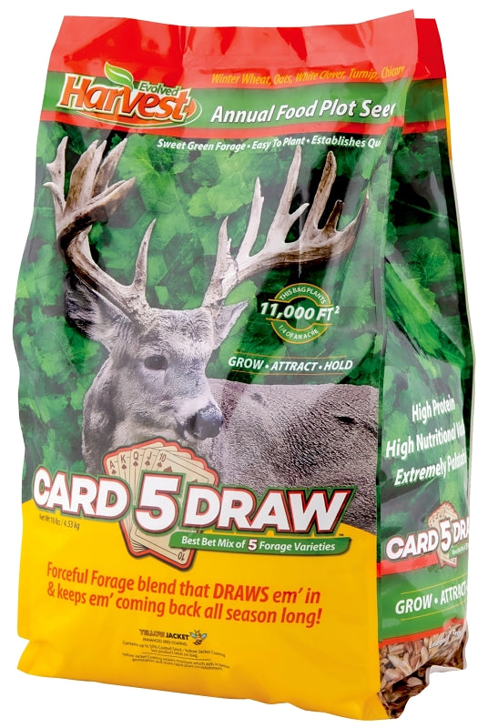 Evolved Harvest 5 Card Draw 10 Lb Bag| Five-Seed Forage Food Plot Variety for Spring, Summer or Fall, Covers 1/4 Acre, Green (EVO73028)