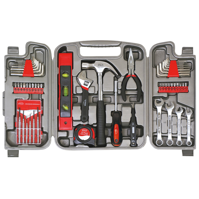 Apollo Tools DT9408P 53 Piece Household Tool Set with Wrenches, Precision Screwdriver Set and Most Reached for Hand Tools, Pink, One Size
