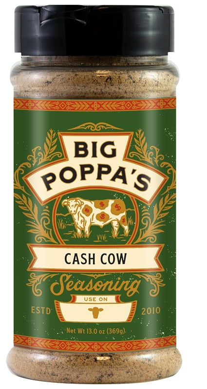 Big Poppa's Cash Cow Seasoning - Unleash the Flavor of Your Beef Recipes with our Mouth-Watering Meat Rub - Use it for Tenderloin, Beefsteak, Brisket and Even Mushrooms! (13 Oz) BP00211-C